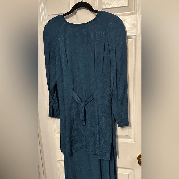 Carole Little Women’s Wear Maxi Dress Size 8 Rayon Teal Tunic Vintage Ties - Picture 7 of 7